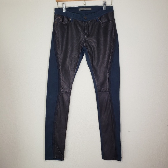 SUPERFINE Pants - Superfine Blue Black Leather Pants